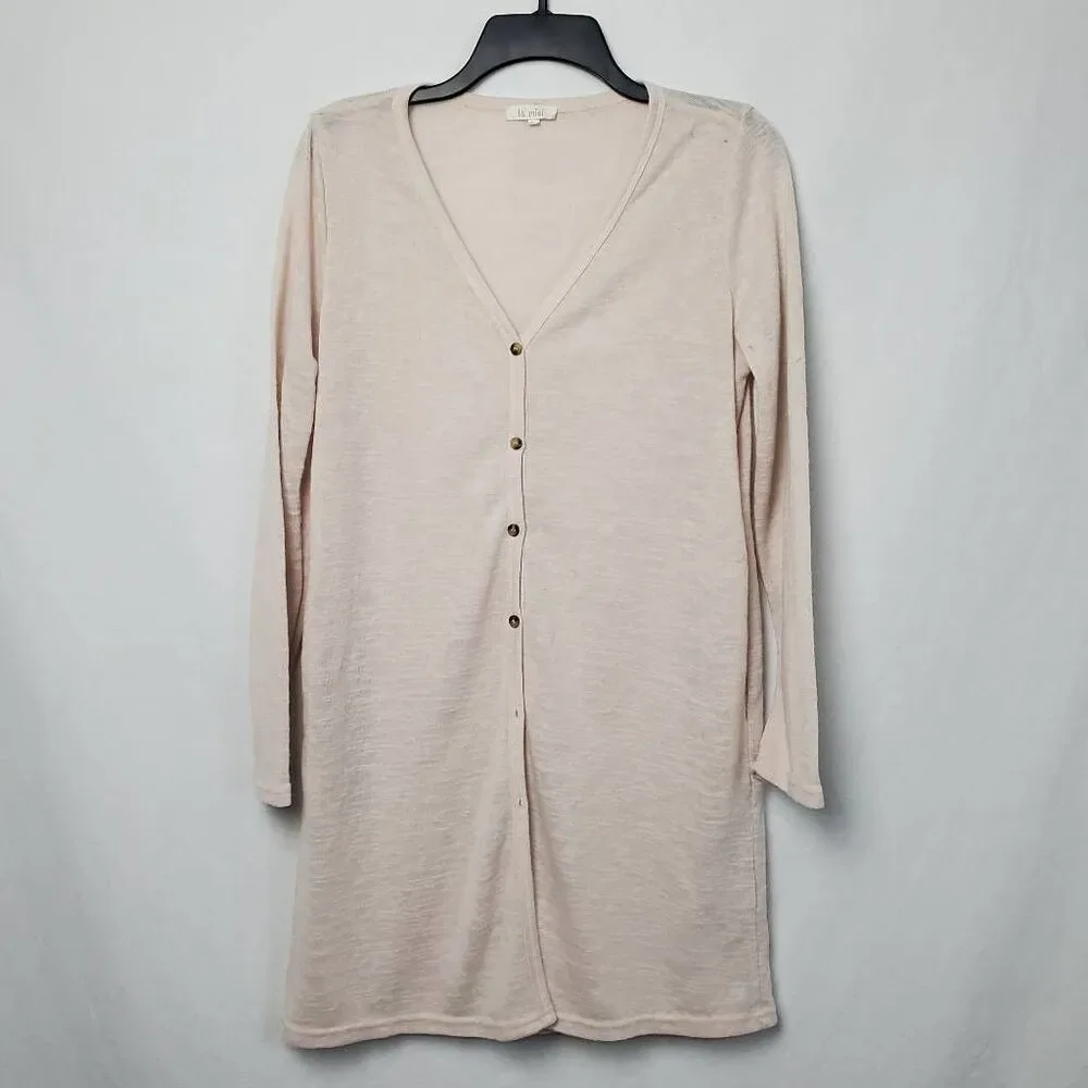 La miel Large Tan Long Juniors Cardigan Sweater - Picture 3 of 8